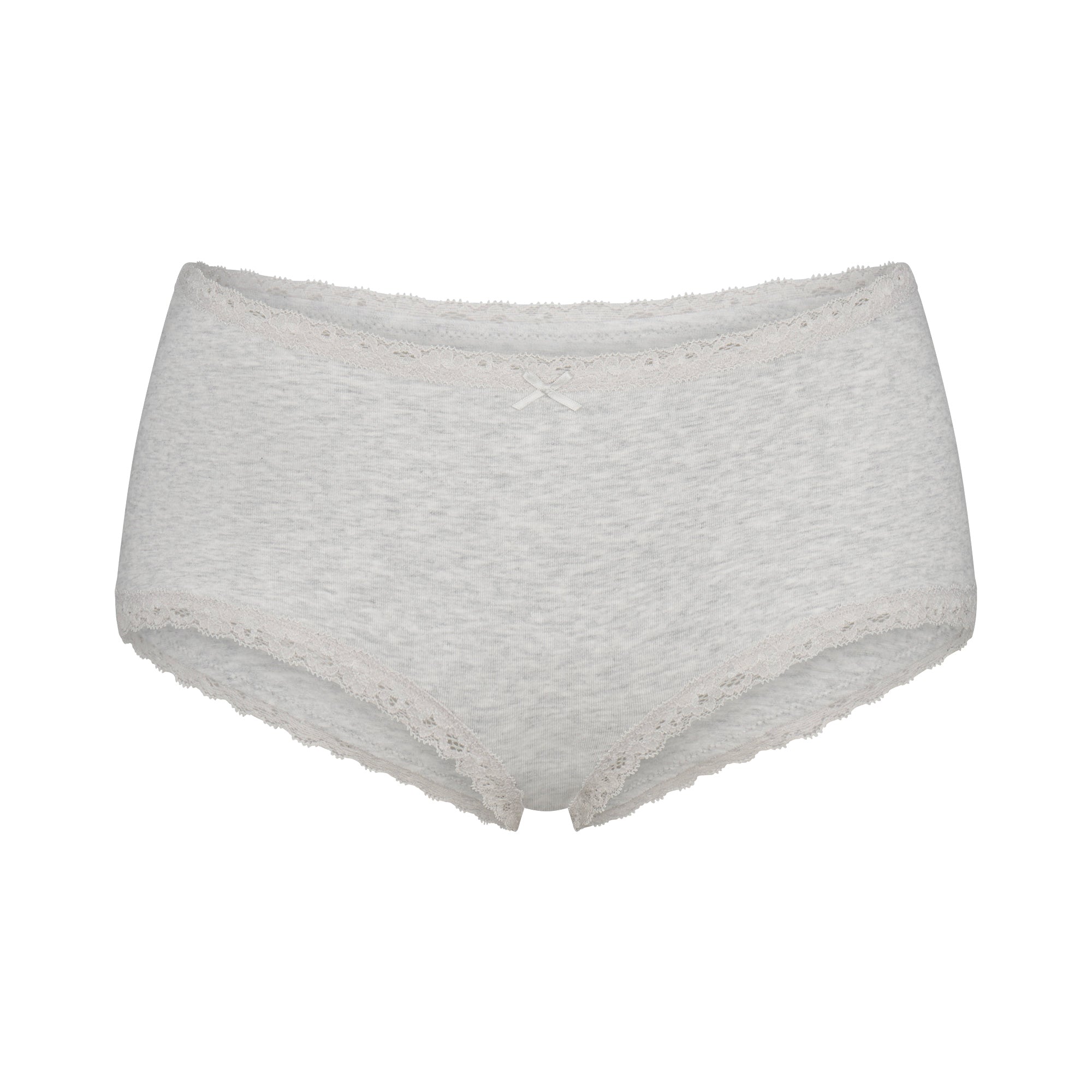 LIGHTWEIGHT COTTON POINTELLE LACE BOY SHORT | LIGHT HEATHER GREY