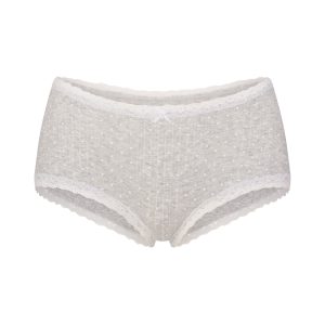 LIGHTWEIGHT COTTON POINTELLE LACE BOY SHORT | LIGHT HEATHER GREY PIN DOT