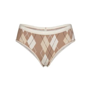 LIGHTWEIGHT COTTON LOGO PICOT HIPSTER | CAFE ARGYLE PRINT
