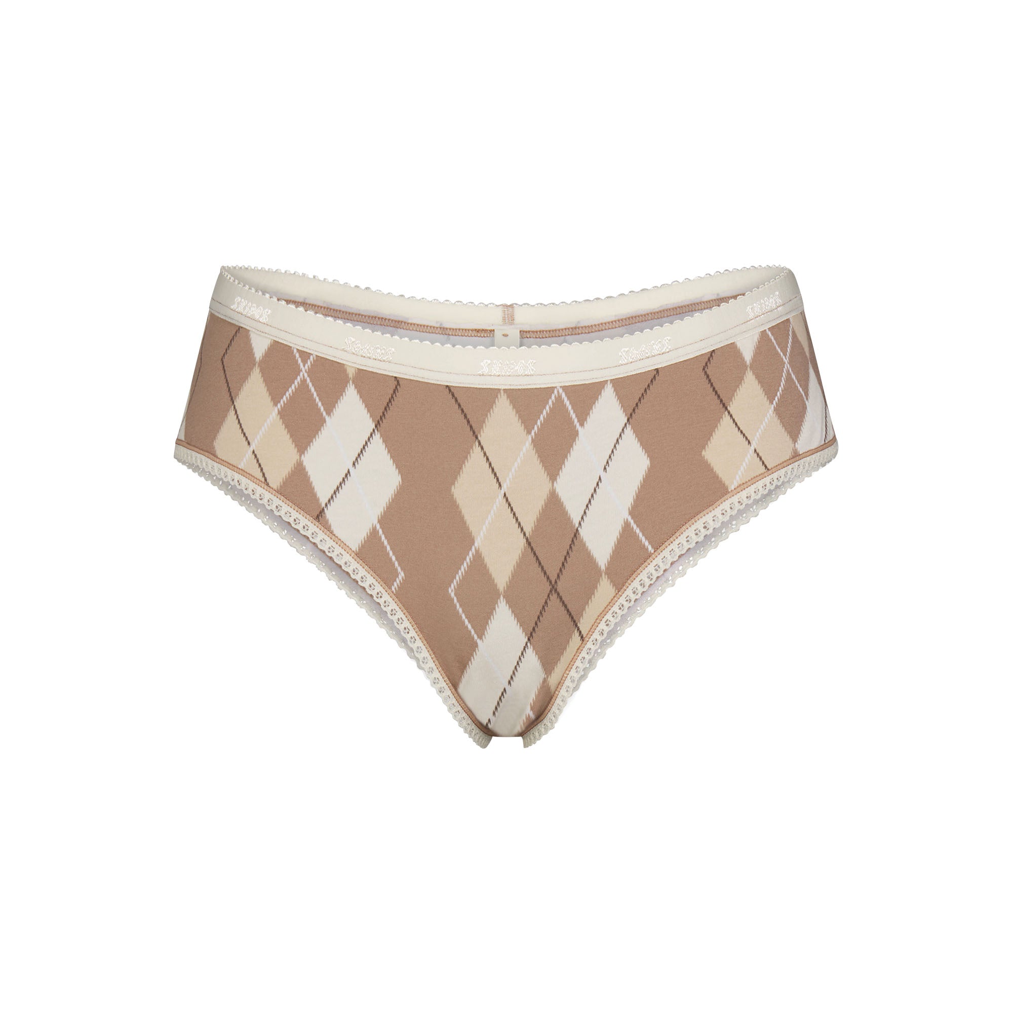 LIGHTWEIGHT COTTON LOGO PICOT HIPSTER | CAFE ARGYLE PRINT