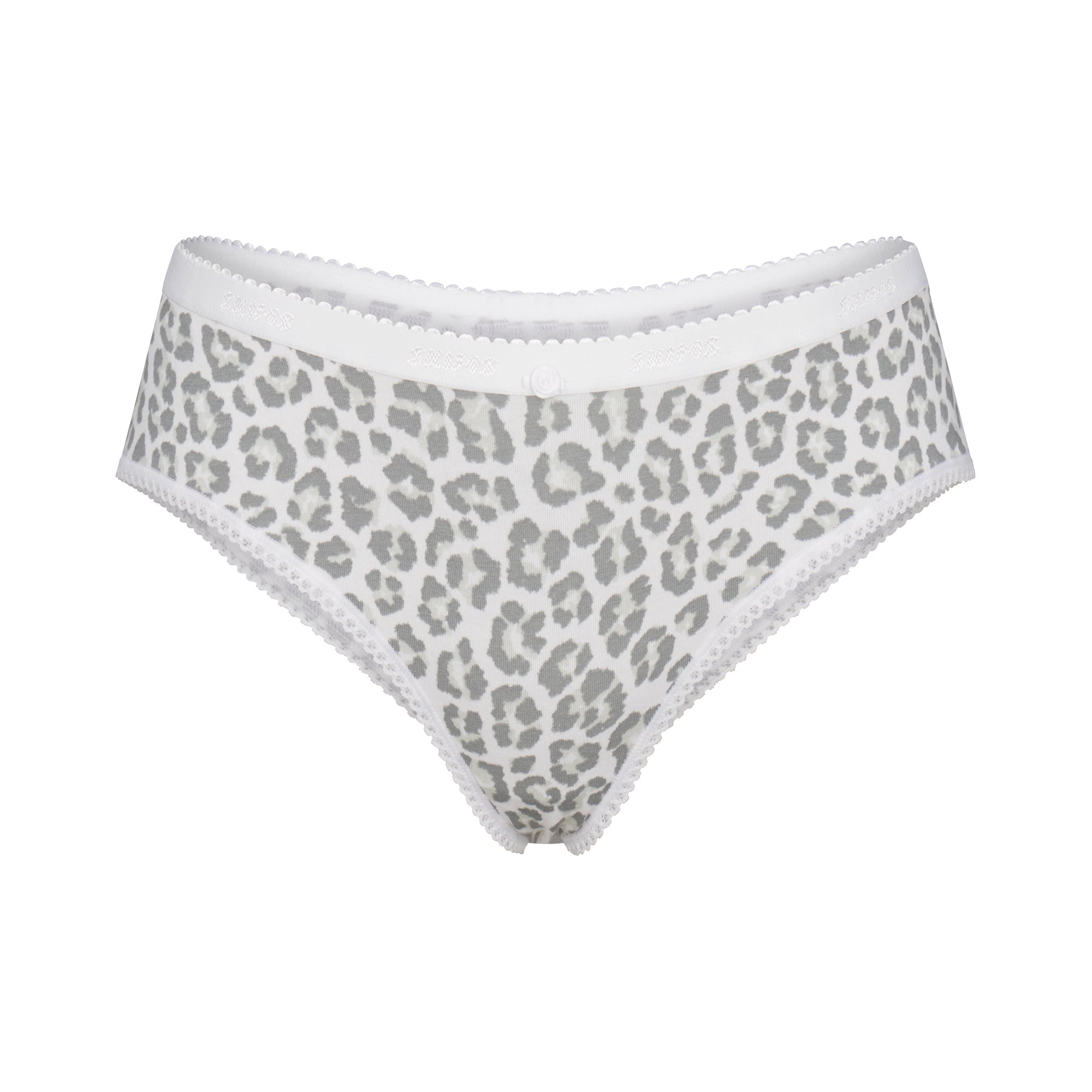 LIGHTWEIGHT COTTON LOGO PICOT HIPSTER | SNOW LEOPARD PRINT