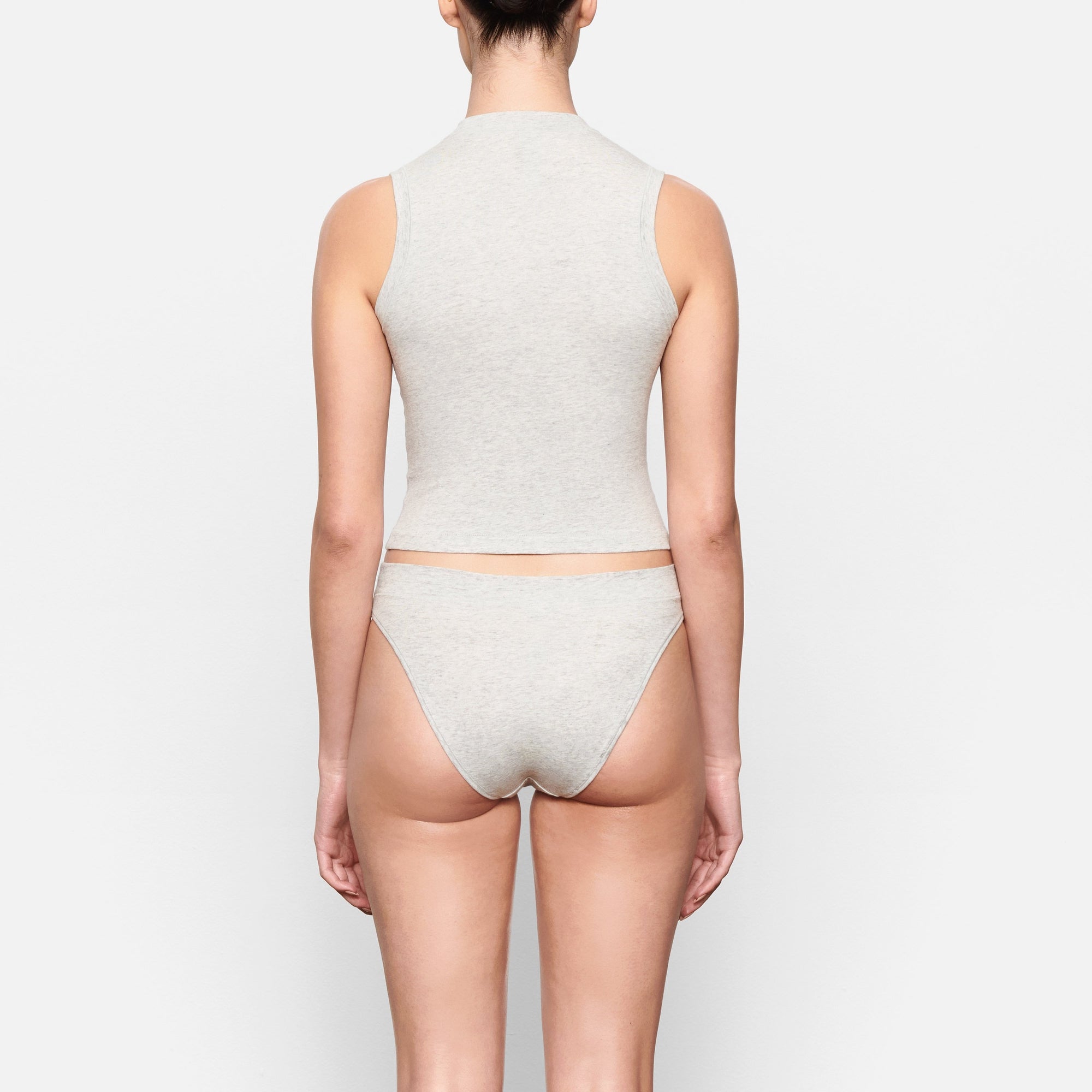 COTTON JERSEY CHEEKY TANGA | LIGHT HEATHER GREY - Image 4