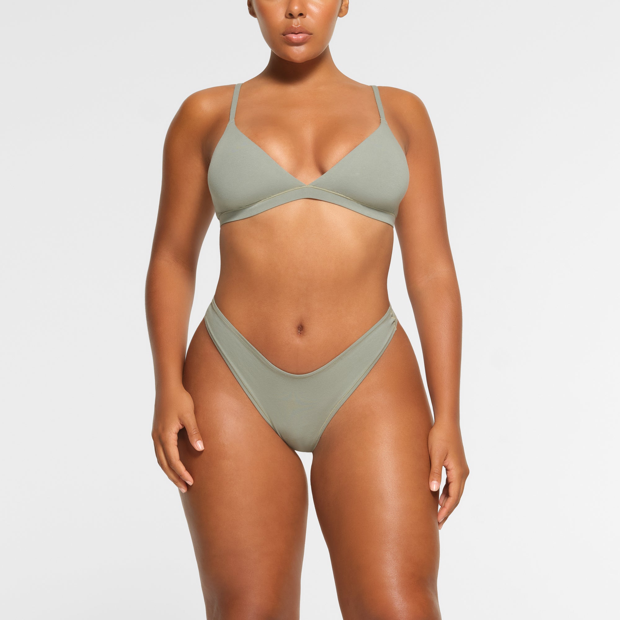 COTTON JERSEY DIPPED THONG | MINERAL - Image 2