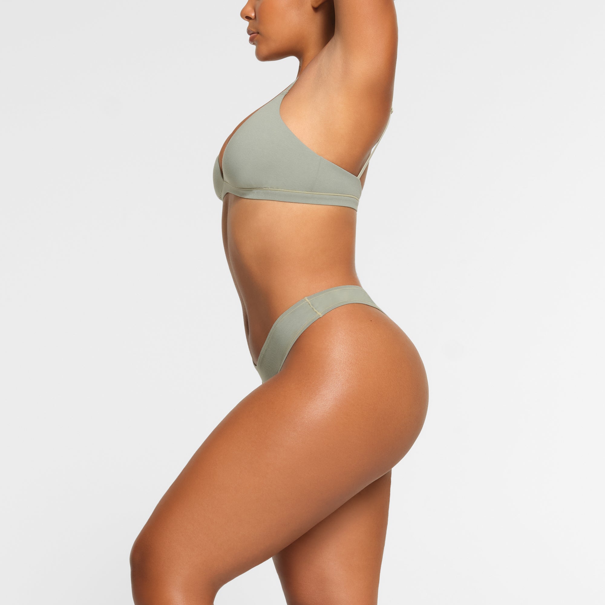 COTTON JERSEY DIPPED THONG | MINERAL - Image 3