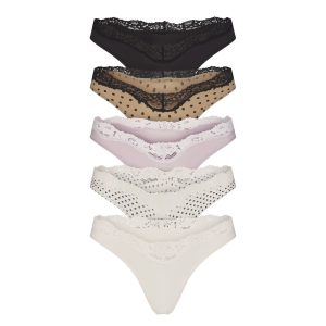 FITS EVERYBODY LACE DIPPED THONG 5-PACK | NEUTRAL DOT MULTI