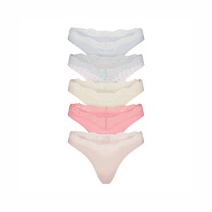 FITS EVERYBODY LACE DIPPED THONG 5-PACK | PIN DOT MULTI