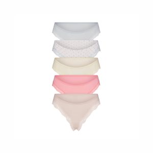 FITS EVERYBODY LACE CHEEKY TANGA 5-PACK | PIN DOT MULTI