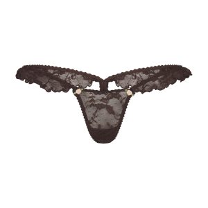 STRETCH LACE BUTTERFLY THONG | ESPRESSO