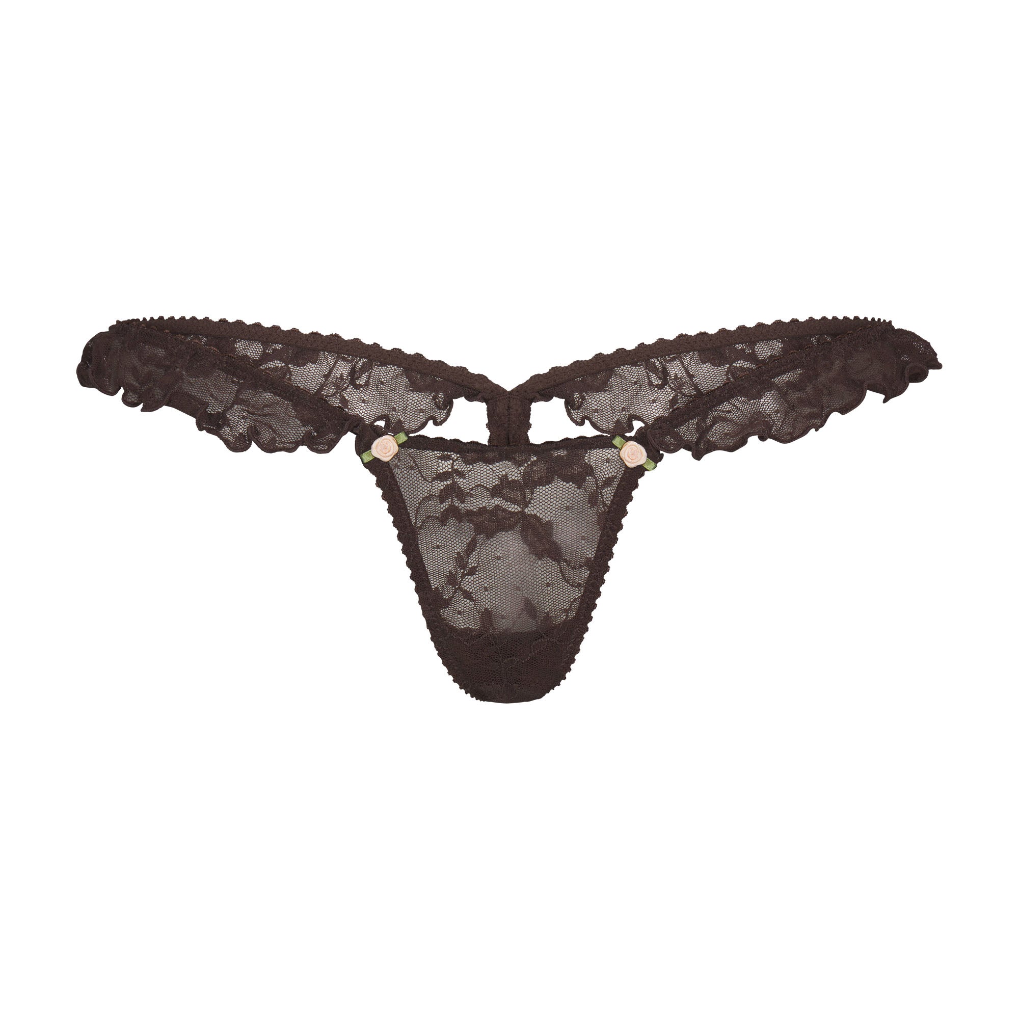 STRETCH LACE BUTTERFLY THONG | ESPRESSO