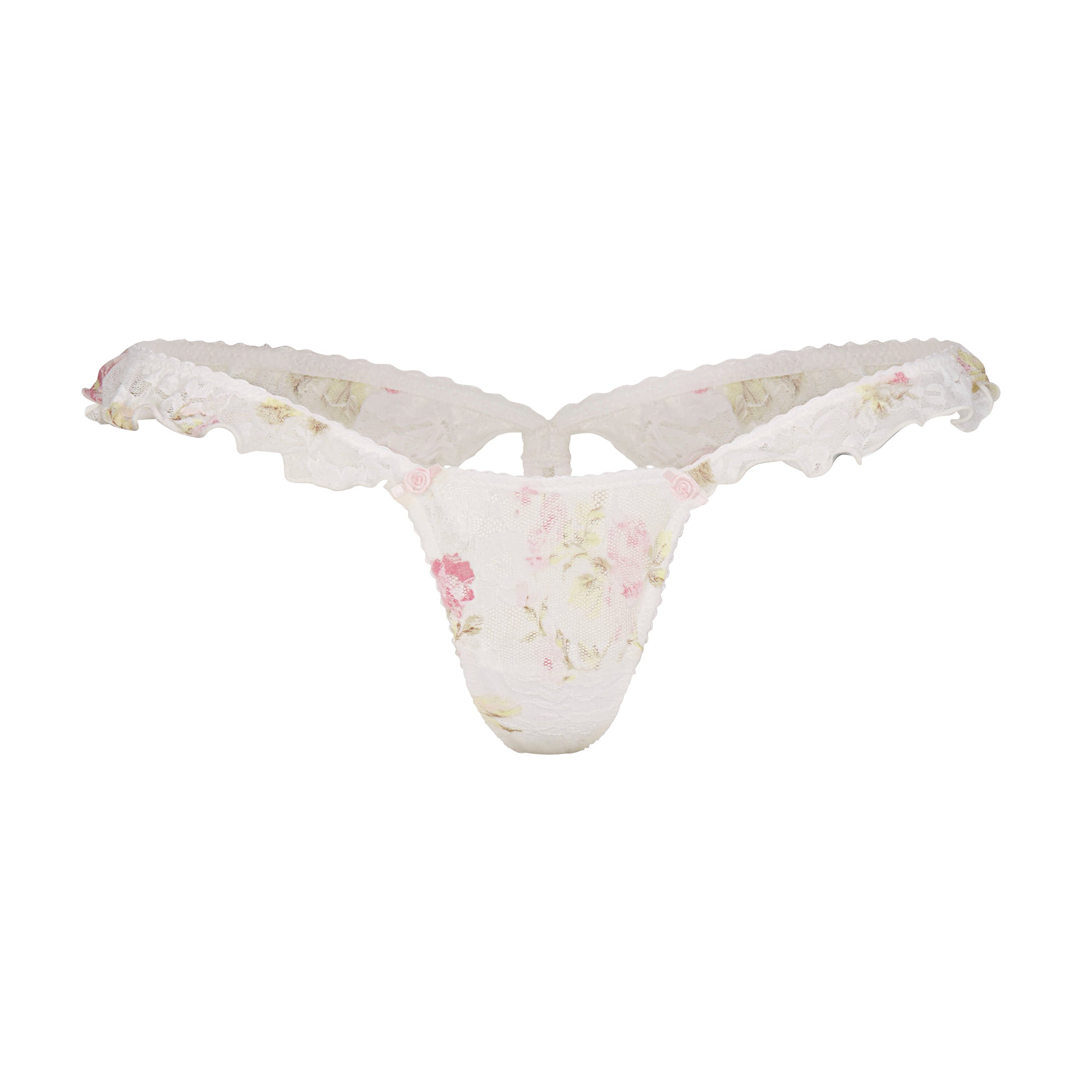 STRETCH LACE BUTTERFLY THONG | SNOW VINTAGE FLORAL PRINT