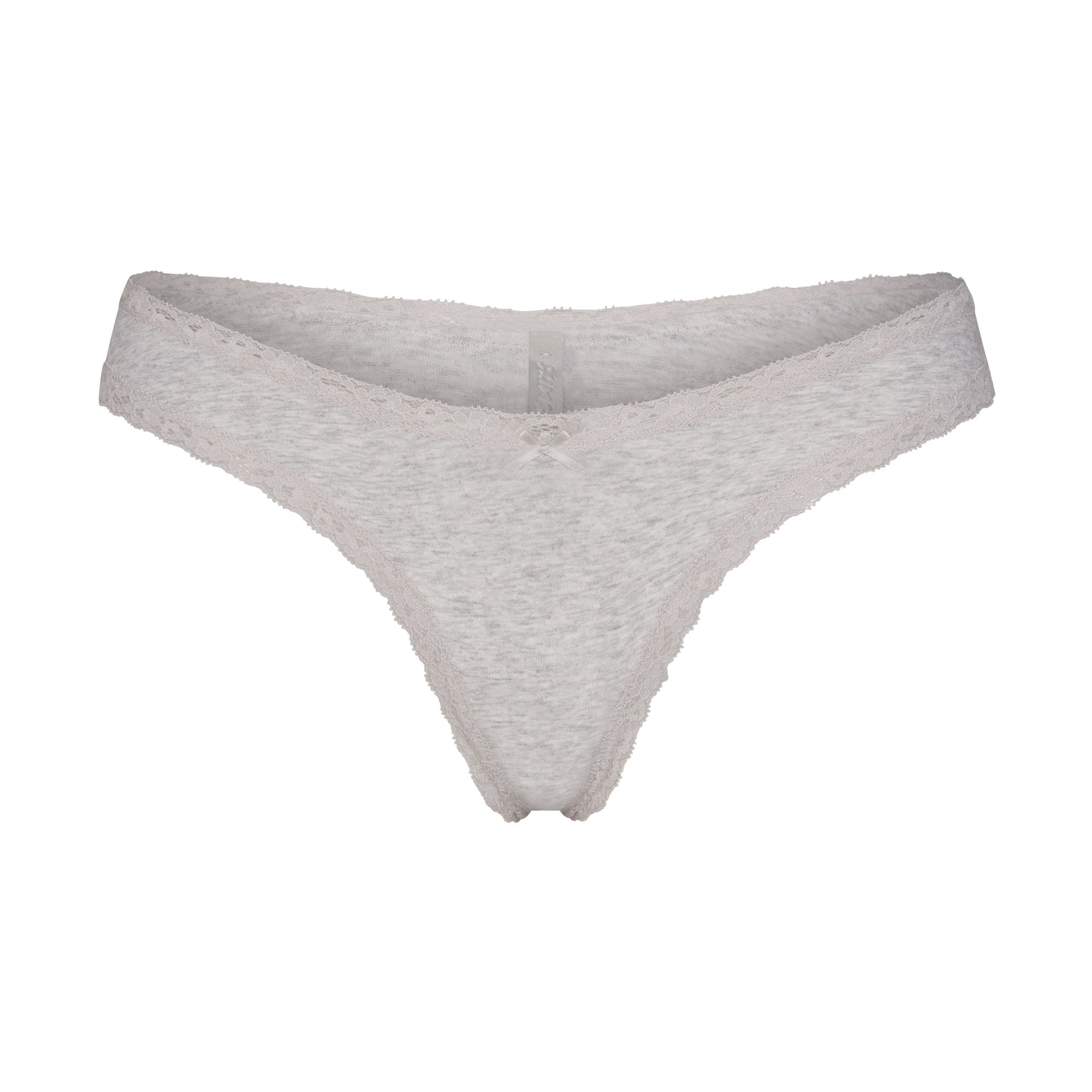 LIGHTWEIGHT COTTON LACE THONG | LIGHT HEATHER GREY