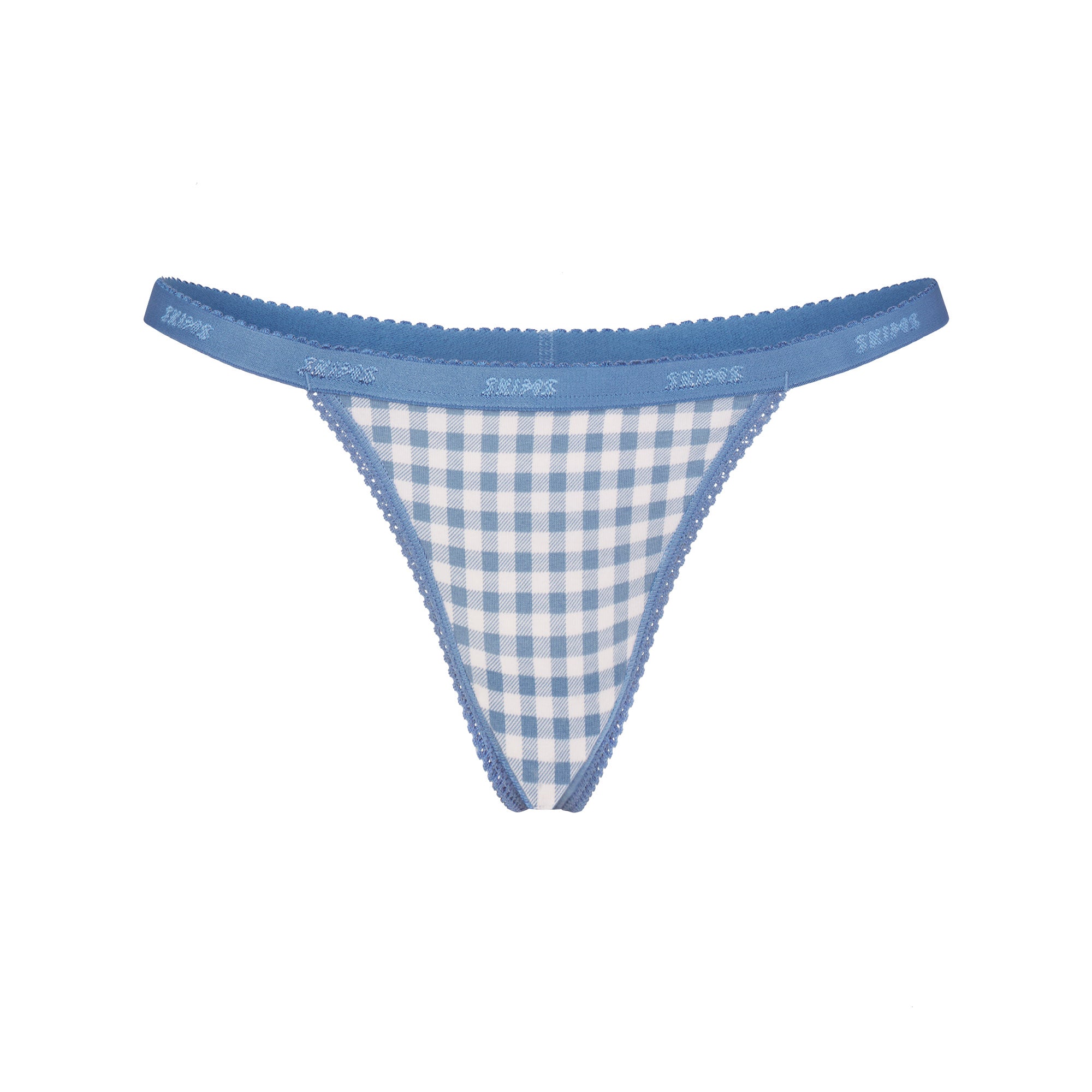 LIGHTWEIGHT COTTON LOGO PICOT THONG | ARCTIC GINGHAM
