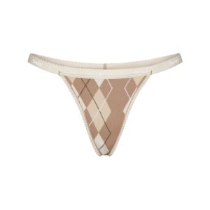 LIGHTWEIGHT COTTON LOGO PICOT THONG | CAFE ARGYLE PRINT