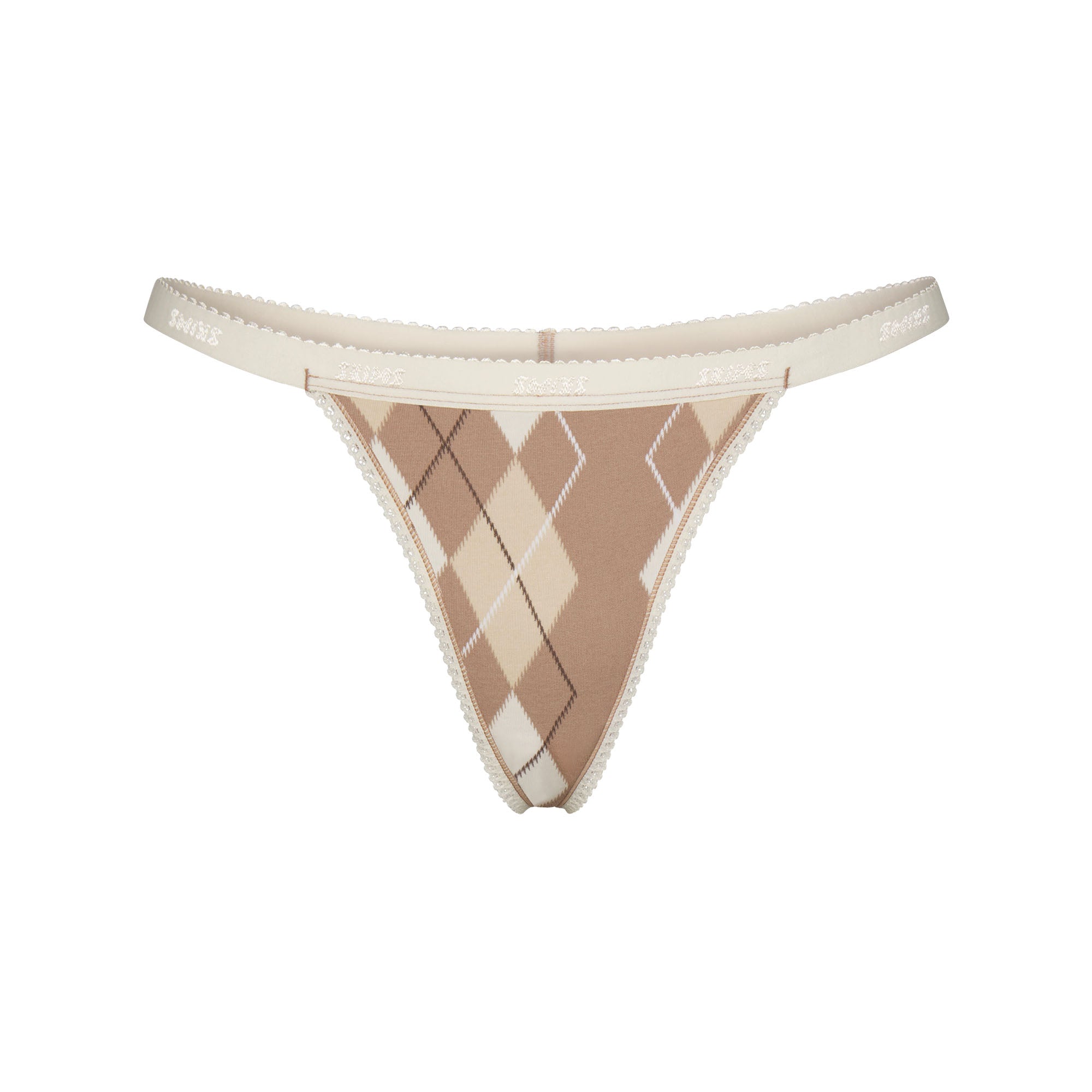 LIGHTWEIGHT COTTON LOGO PICOT THONG | CAFE ARGYLE PRINT