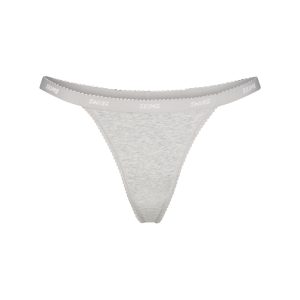 LIGHTWEIGHT COTTON LOGO PICOT THONG | LIGHT HEATHER GREY