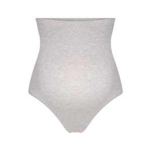 COTTON JERSEY MATERNITY HIGH-WAISTED THONG | LIGHT HEATHER GREY