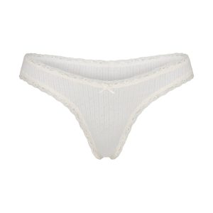 LIGHTWEIGHT COTTON POINTELLE LACE THONG | MARBLE TONAL