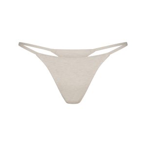 LIGHTWEIGHT COTTON STRING THONG | OATMEAL HEATHER