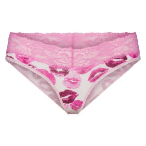 LIGHTWEIGHT COTTON WIDE LACE BRIEF | PINK ALLOVER LIPSTICK