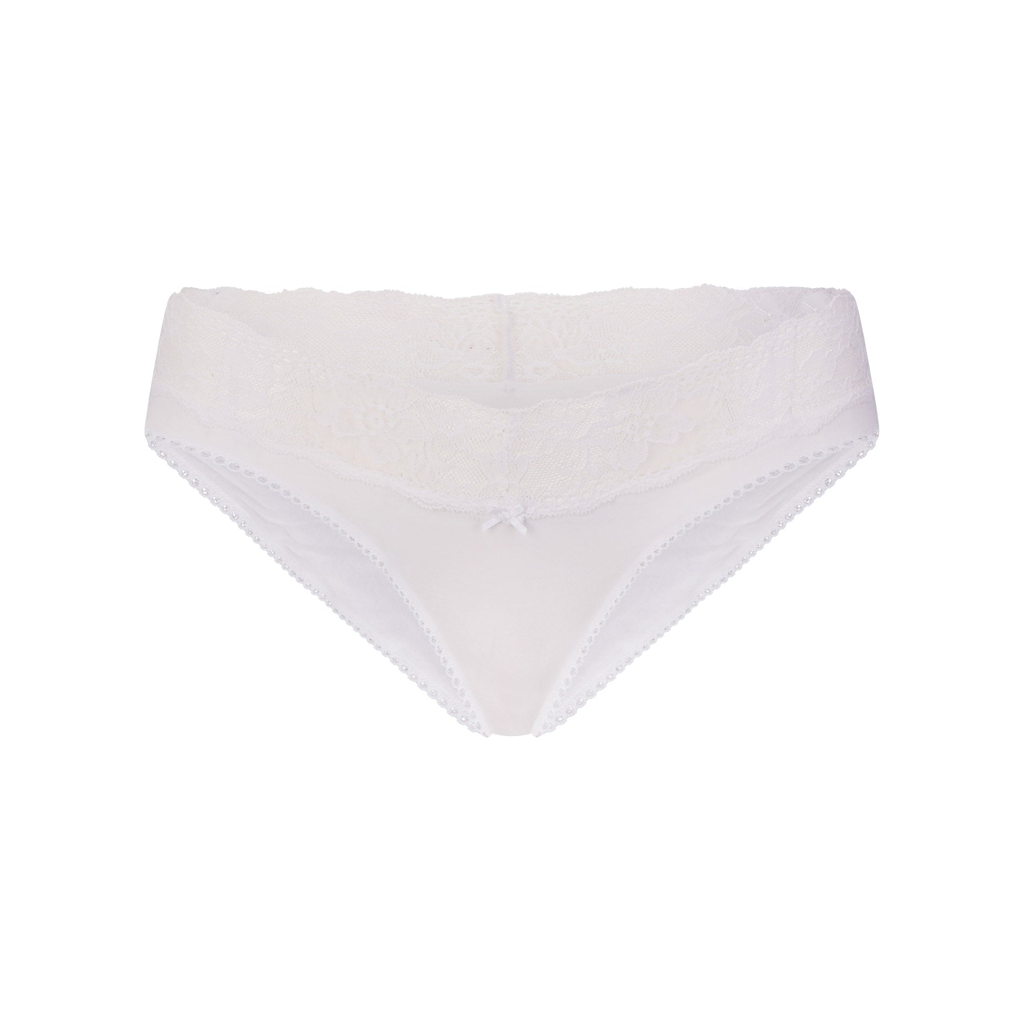 LIGHTWEIGHT COTTON WIDE LACE BRIEF | SNOW