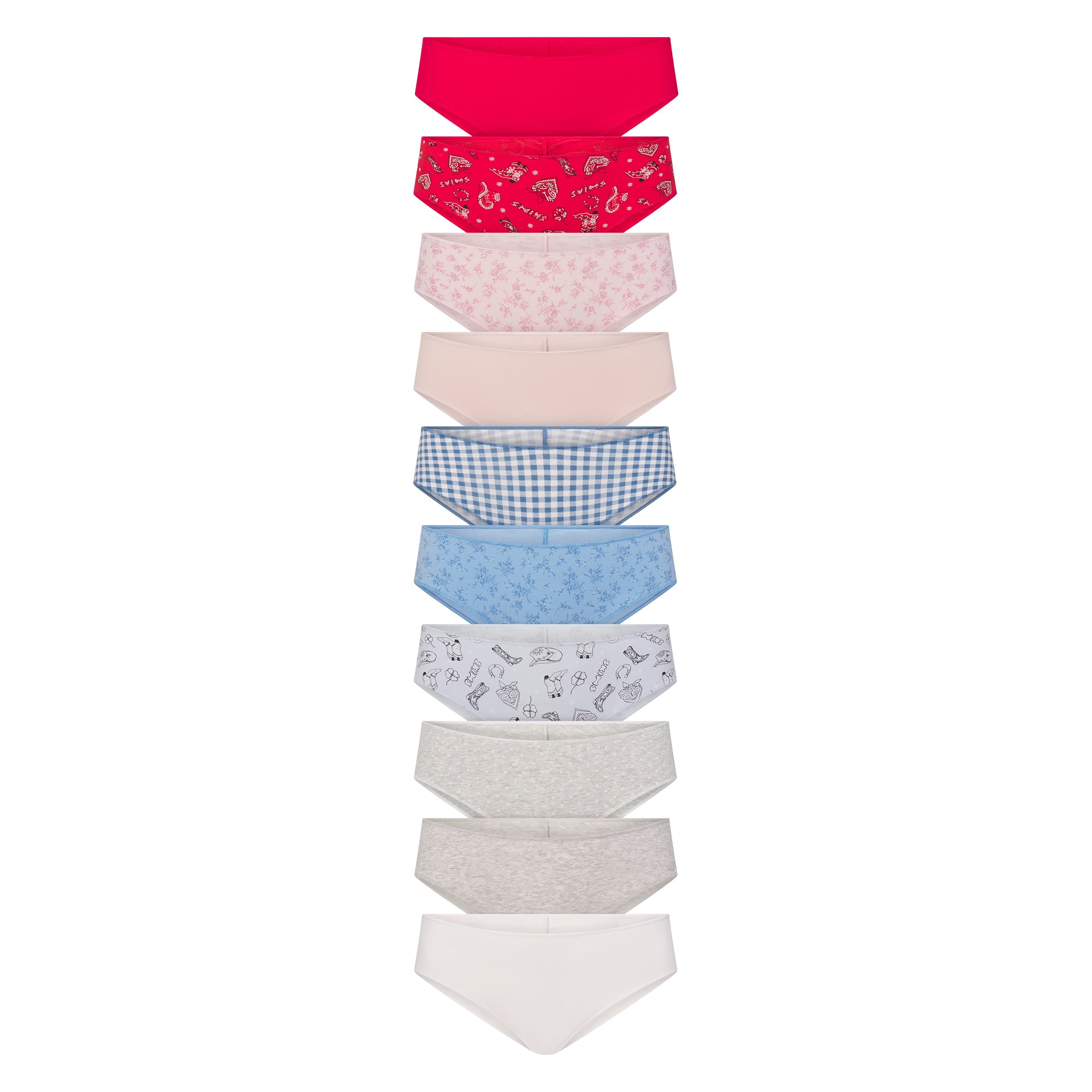 LIGHTWEIGHT COTTON RUCHED BACK HIPSTER 10-PACK | DAINTY FLORAL MULTI
