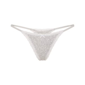 LIGHTWEIGHT COTTON POINTELLE LACE STRING THONG | LIGHT HEATHER GREY PIN DOT