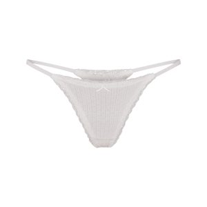 LIGHTWEIGHT COTTON POINTELLE LACE STRING THONG | SNOW