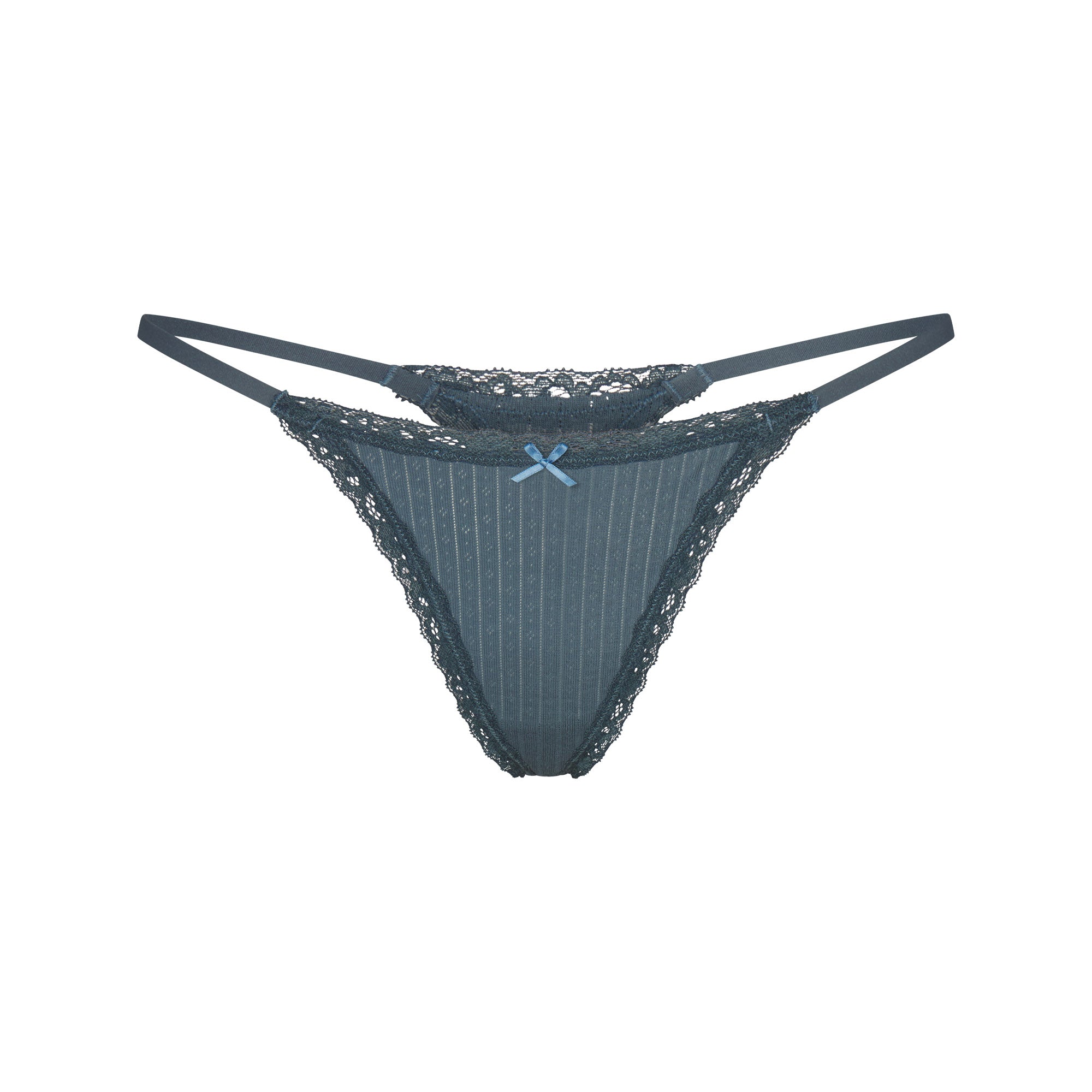 LIGHTWEIGHT COTTON POINTELLE LACE STRING THONG | ZIRCON TONAL