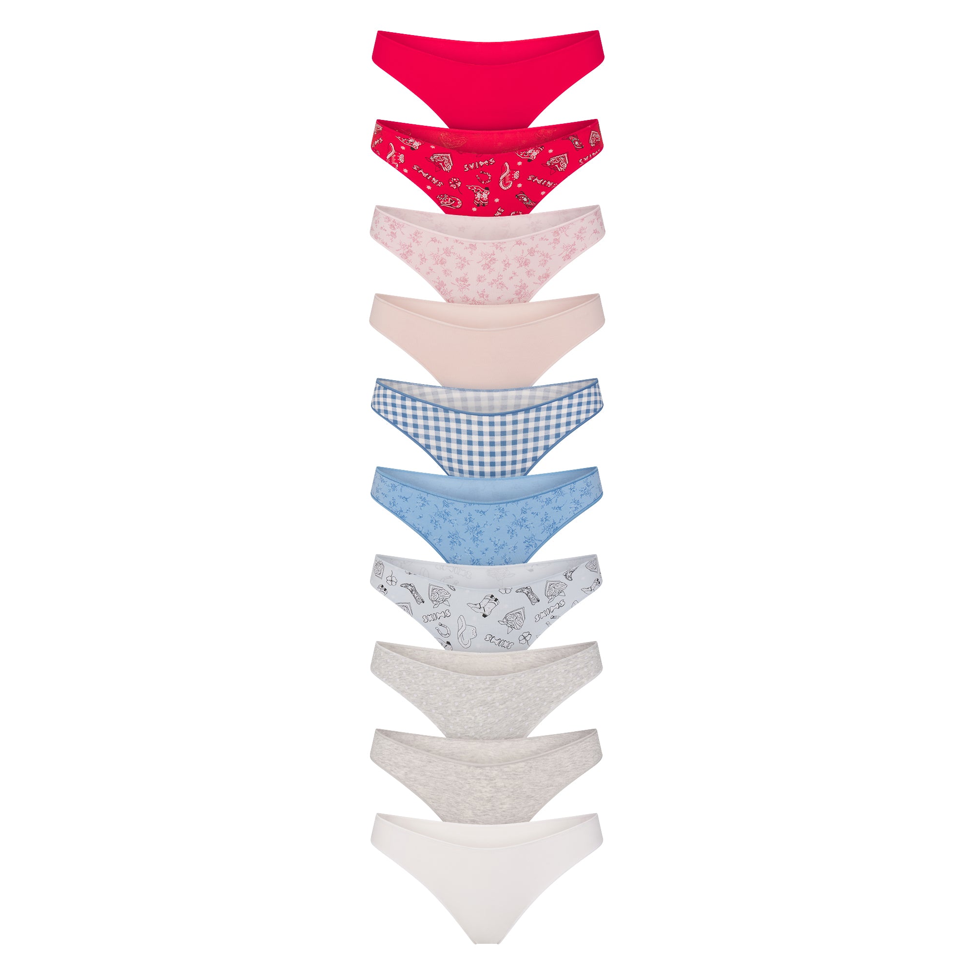 LIGHTWEIGHT COTTON THONG 10-PACK | DAINTY FLORAL MULTI