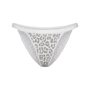 LIGHTWEIGHT COTTON LOGO PICOT STRING BIKINI | SNOW LEOPARD PRINT