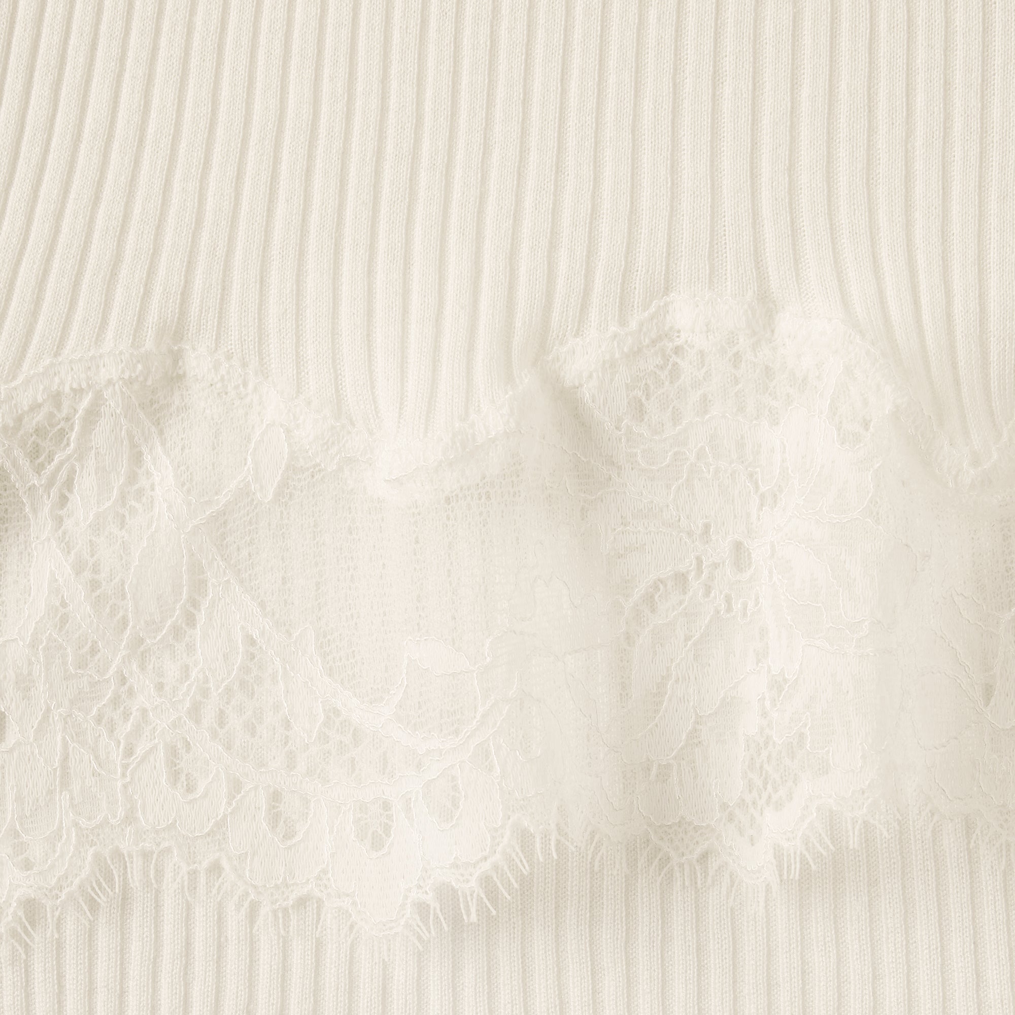 RIB KNIT LACE MINI DRESS | EGRET - Image 6