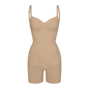 SEAMLESS SCULPT LOW BACK MID THIGH BODYSUIT | CLAY