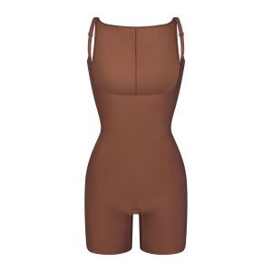 SKIMS BODY CORE SCULPT BACK SMOOTHING OPEN BUST MID THIGH BODYSUIT | JASPER