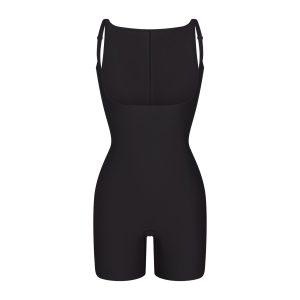 SKIMS BODY CORE SCULPT BACK SMOOTHING OPEN BUST MID THIGH BODYSUIT | ONYX
