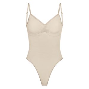 SEAMLESS SCULPT LOW BACK THONG BODYSUIT | SAND