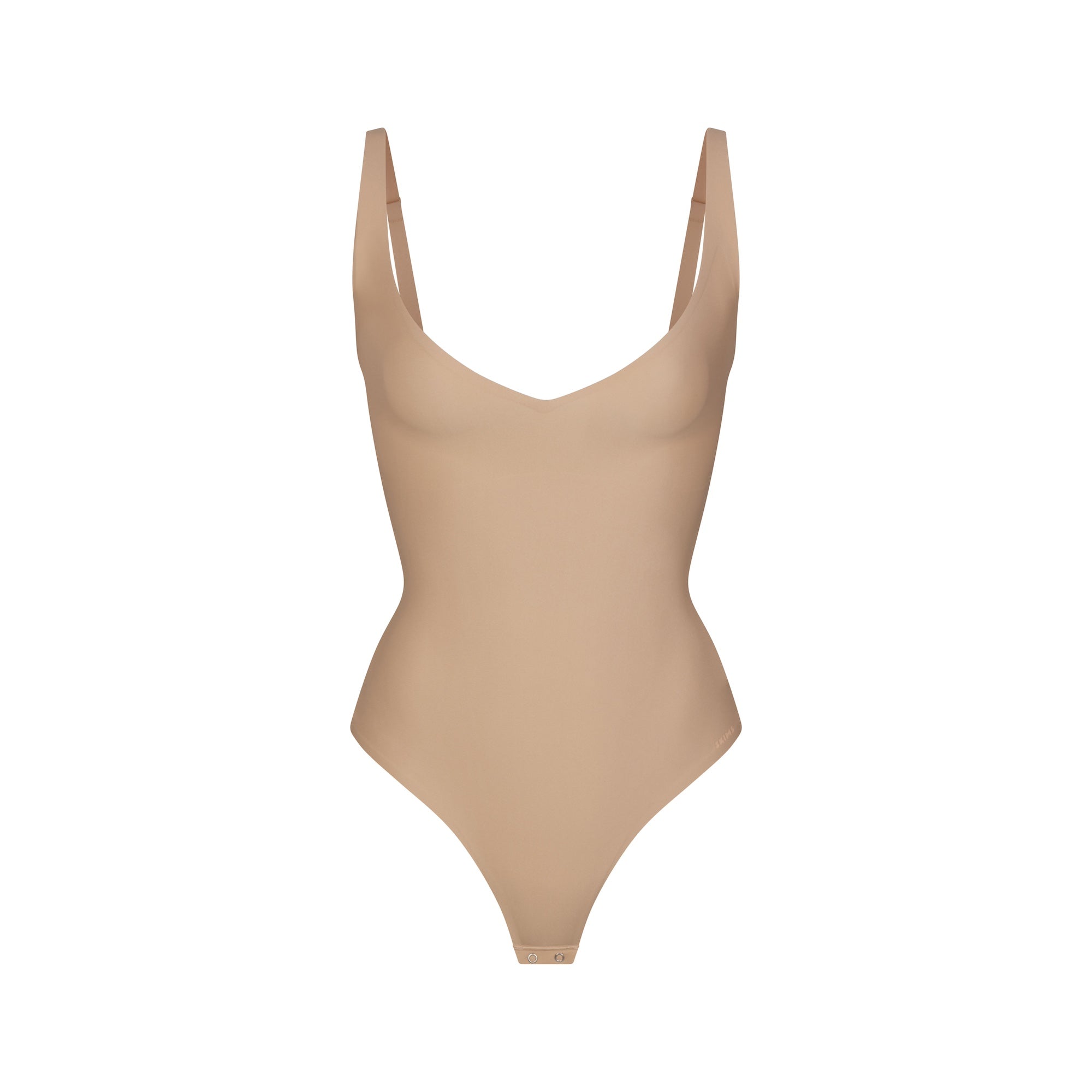 SKIMS BODY CORE SCULPT PLUNGE THONG BODYSUIT | CLAY