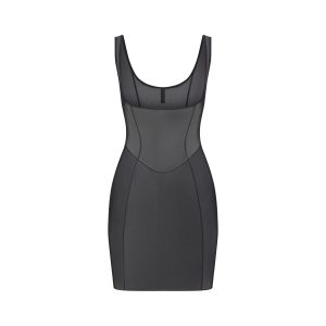 POWER MESH SHAPEWEAR OPEN BUST SLIP DRESS | ONYX