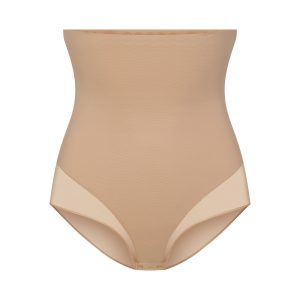 POWER MESH SHAPEWEAR CORE SCULPT HIGH-WAISTED BRIEF | CLAY