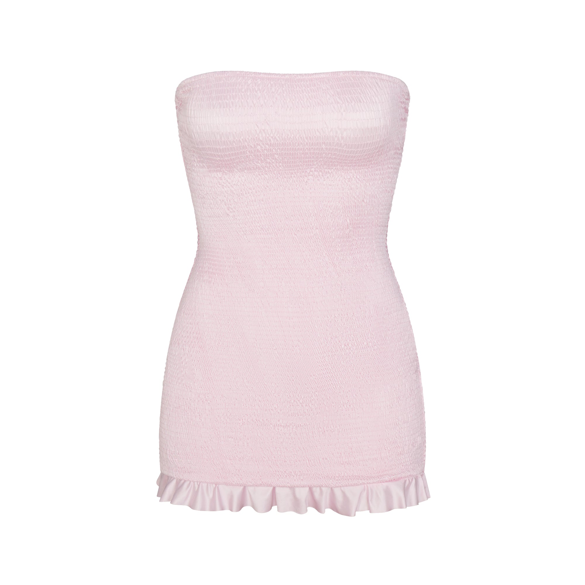 SATIN SWIM SMOCKED MINI DRESS | CHERRY BLOSSOM