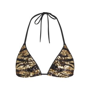 ICONIC SWIM SEQUIN TRIANGLE BIKINI TOP | BISCOTTI SEQUINED ZEBRA