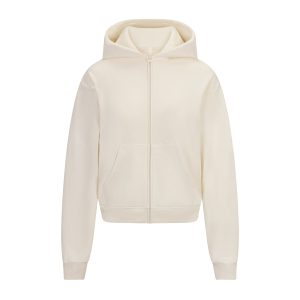 FRENCH TERRY ZIP UP HOODIE | ECRU