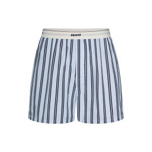 COTTON POPLIN MENS LOGO BAND BOXER | PERIWINKLE STRIPE