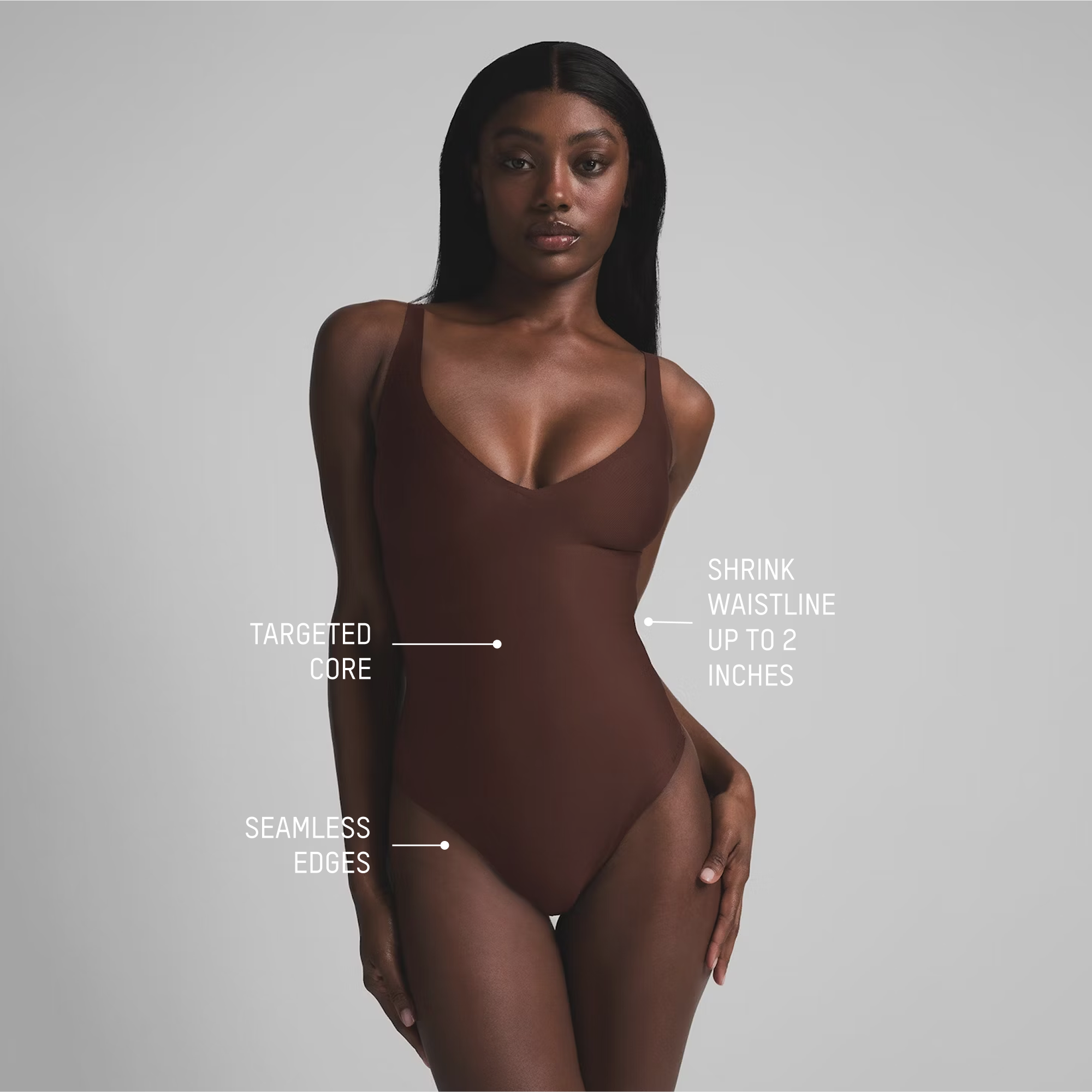 SKIMS BODY CORE SCULPT PLUNGE THONG BODYSUIT | COCOA - Image 3
