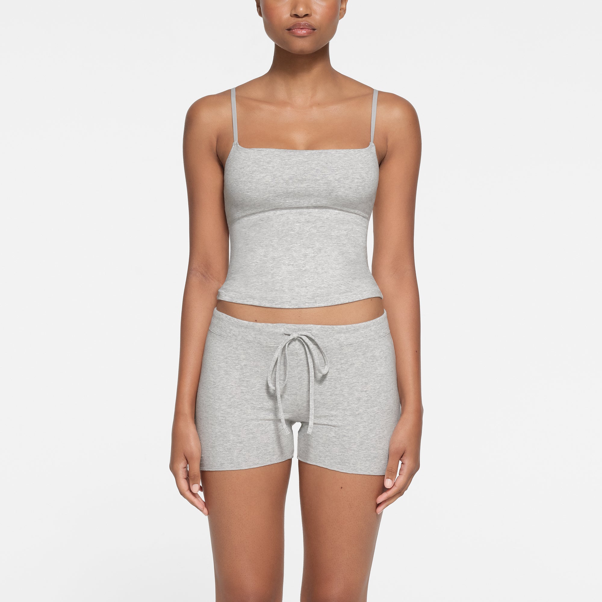 COTTON JERSEY CAMI | LIGHT HEATHER GREY - Image 2