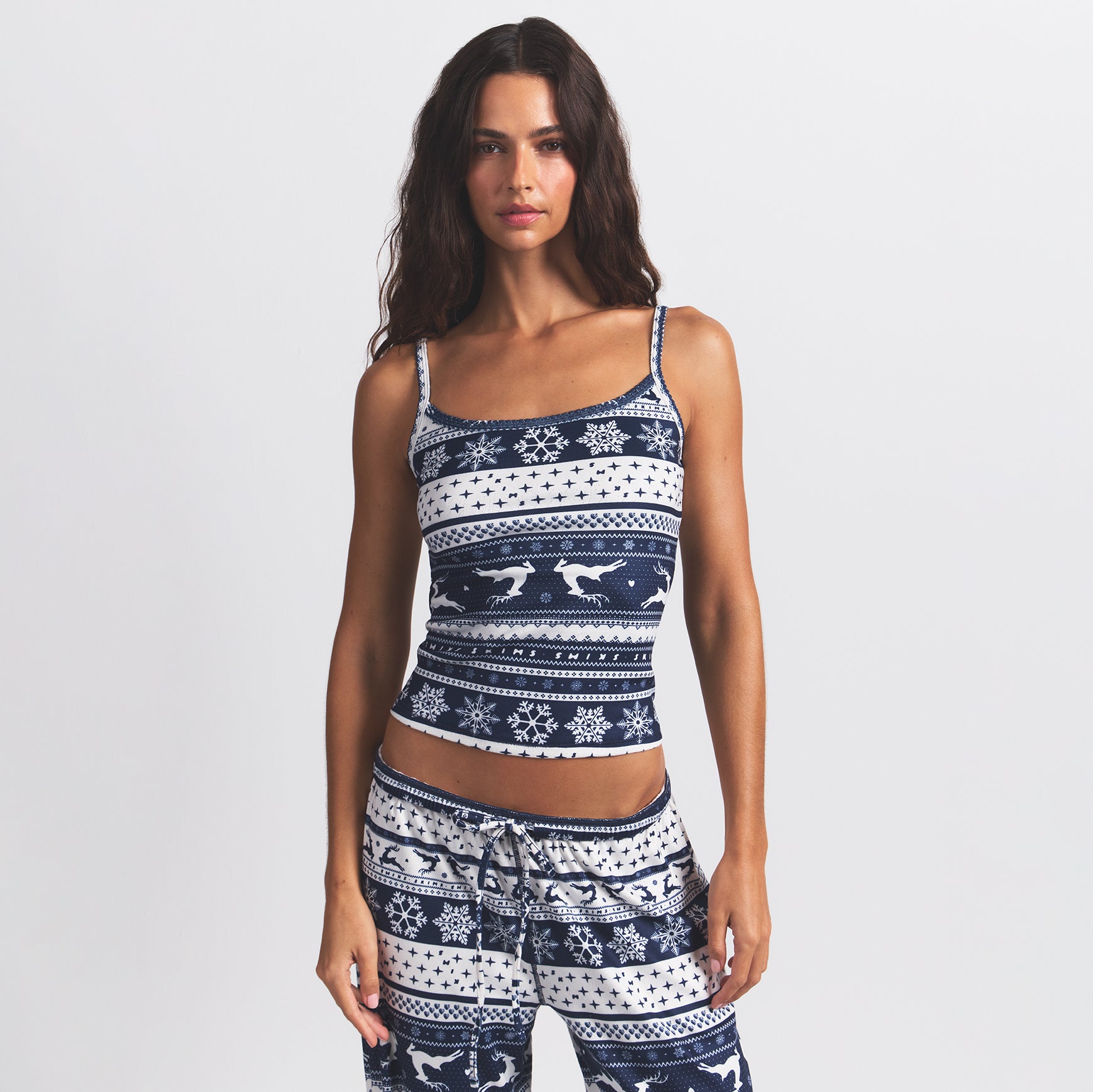 LOGO PLUSH POINTELLE CAMI | NAVY DEER FAIR ISLE - Image 3
