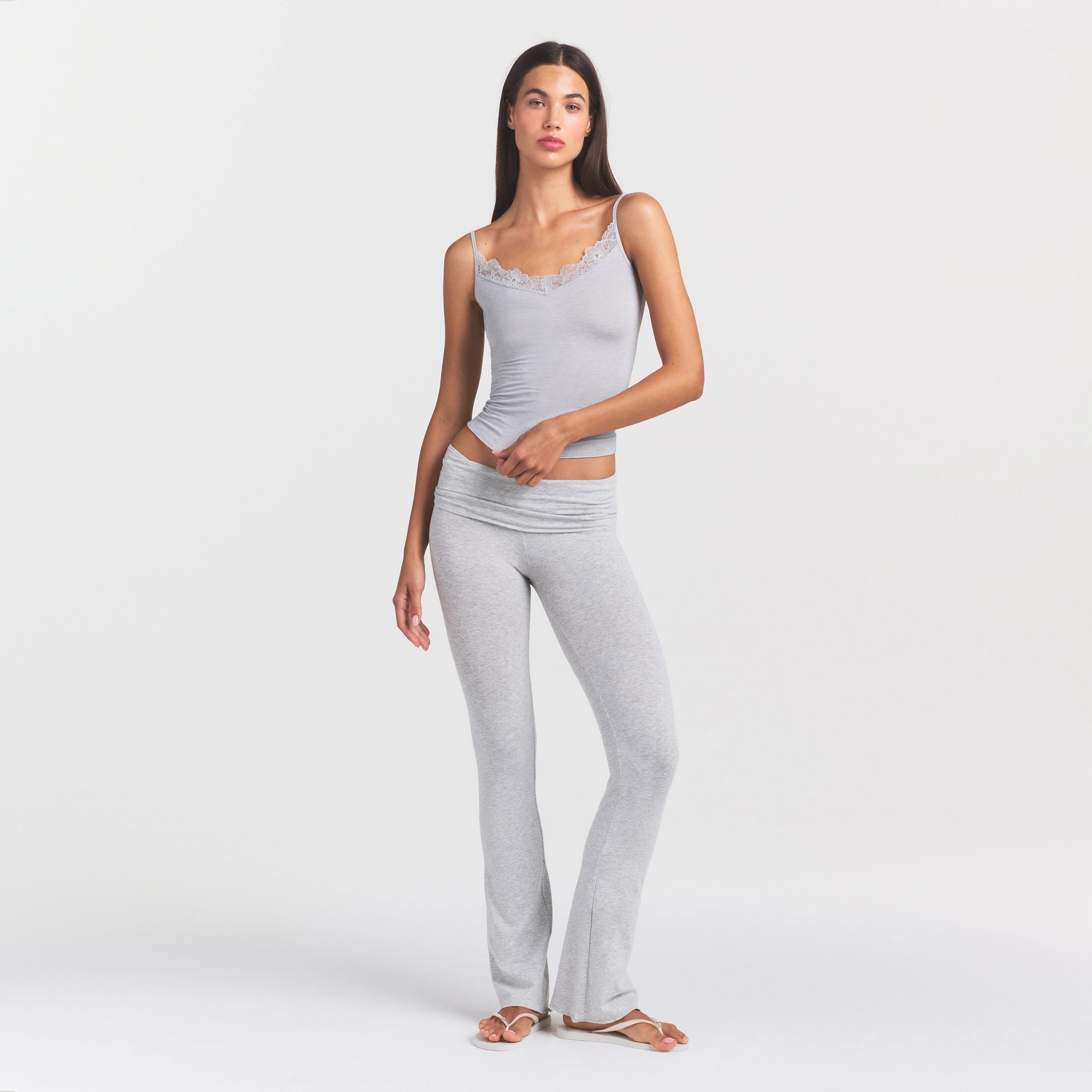 SHEER MODAL LACE CAMI | HEATHER GREY - Image 2