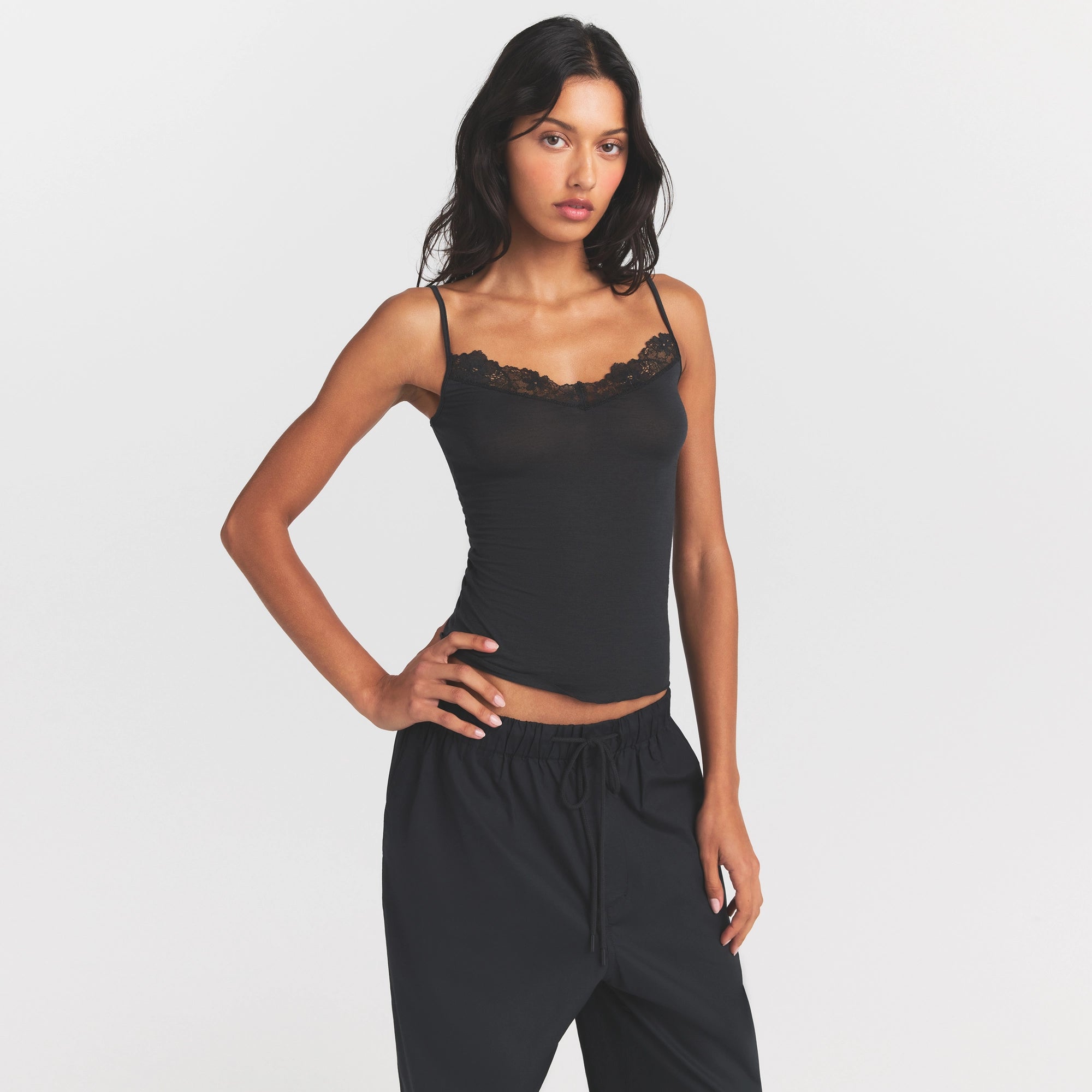 SHEER MODAL LACE CAMI | ONYX - Image 3