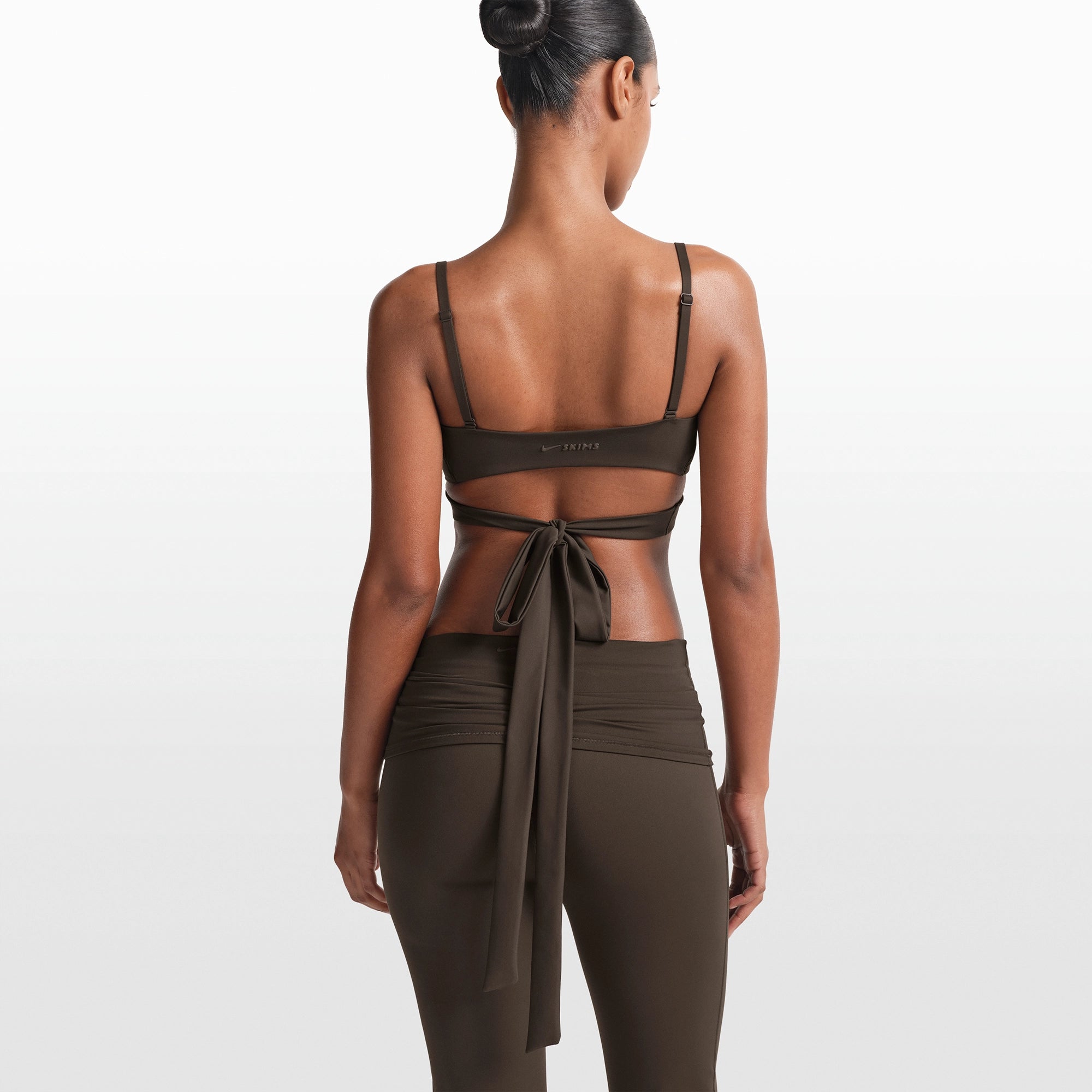 NikeSKIMS MATTE WRAP FRONT BRA | DARK SEPIA - Image 6