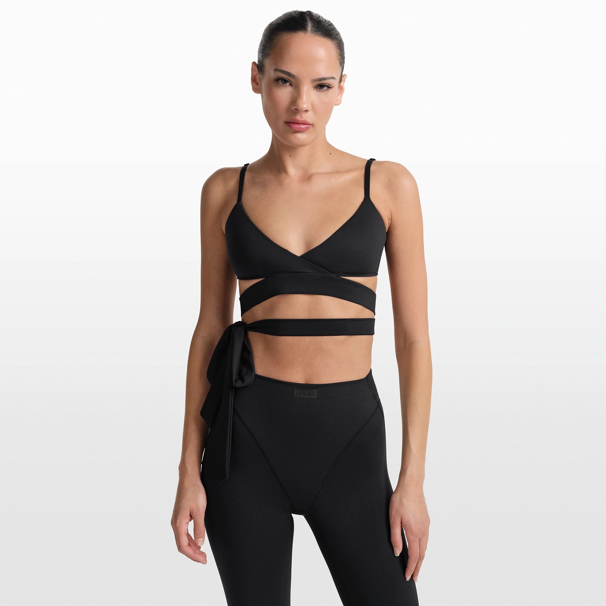 NikeSKIMS MATTE WRAP FRONT BRA | OBSIDIAN - Image 3