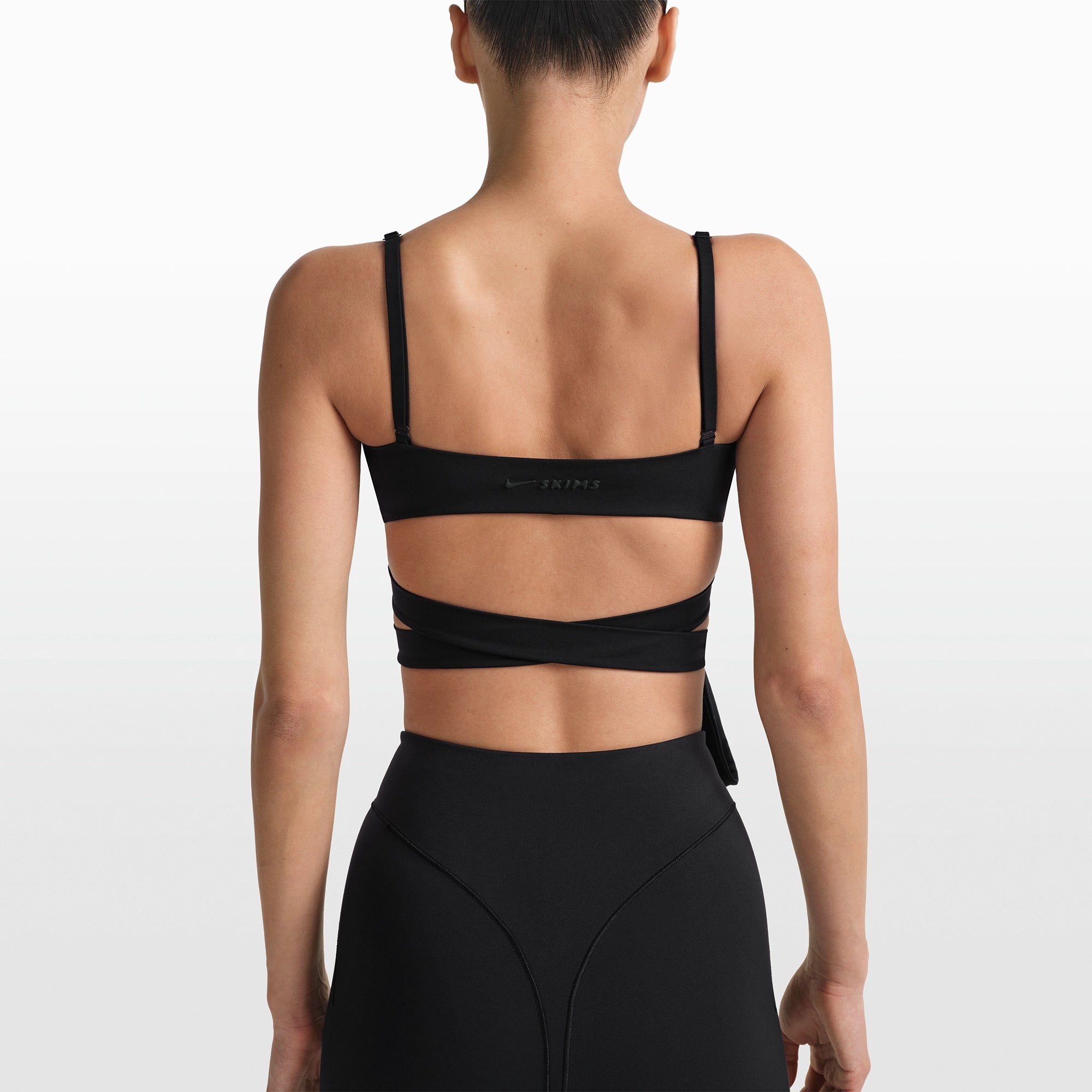 NikeSKIMS MATTE WRAP FRONT BRA | OBSIDIAN - Image 5